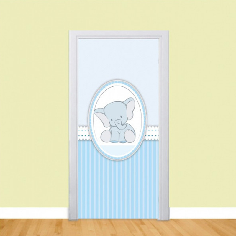 Αυτοκόλλητο πόρτας Μπλε σχέδιο με Ελεφαντάκι